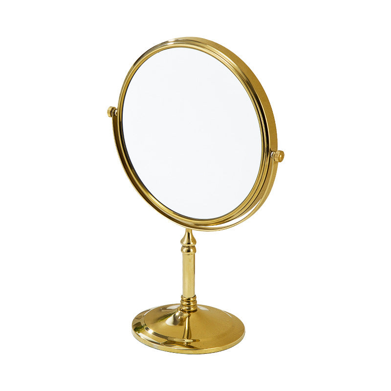All Copper Sitting Gold-Plated Beauty Mirror Double-Sided Makeup Mirror Vertical Rotatable Makeup Mirror